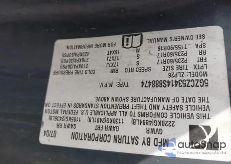 2004 Saturn Vue из США, поврежденный, VIN 5GZCZ53414S888474